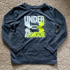 Under Armour Kids Charcoal and Neon Long Sleeve Tee